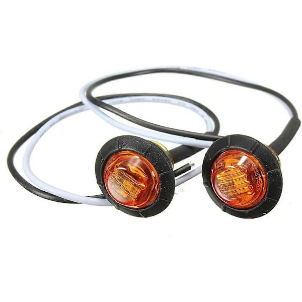 3/4 tuuman pyöreä keltainen LED etu- taka-sivuvalaisin, vedenpitävä merkkivalo, 12-24V autoille ja kuorma-autoille (10 kpl)
