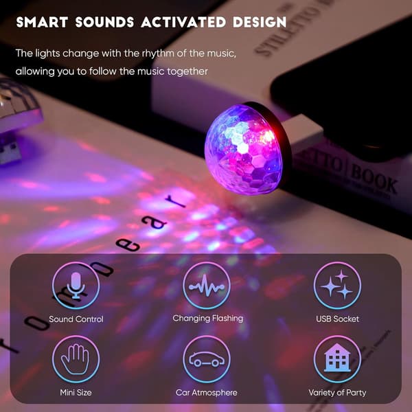 USB Disco Pære DJ Ball Lys USB Party Strobelys LED Stemning 0,3WVit