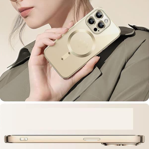 Etui til iPhone 14 Pro 6,1 tommer, fuld kamerabeskyttelse (Guld)