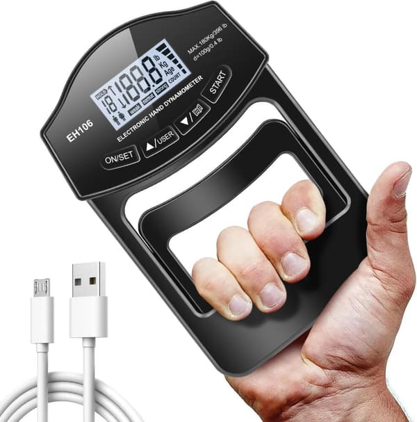 Grip Strength Tester, 396lbs/180kg Digital Hånd Dynamometer Grip Strength Meter Usb Lcd Skjerm Hånd