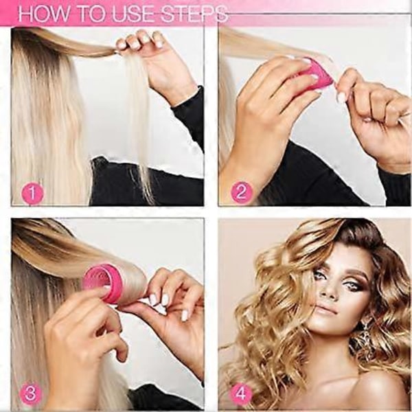 6 stk. selvklæbende curlers 40 mm mellemstore curlers til frisørsalon kort og langt hår krøllejern til krølning og styling af hår aut