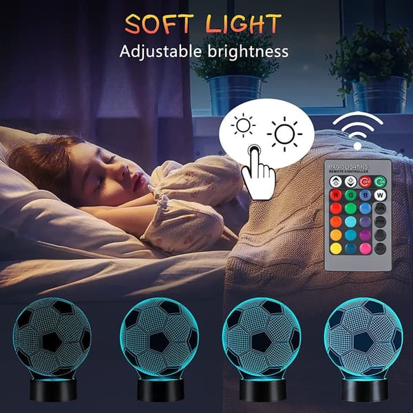 LED nattlys 16 farger 3D fotballgave LED integrert
