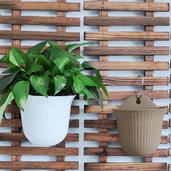 Hängande väggkruka i harts, vertikal trädgård, levande väggfäste, fönsterhängare, inomhus- och utomhusväxt, blomkorg för staket, balkong eller räcken, display H