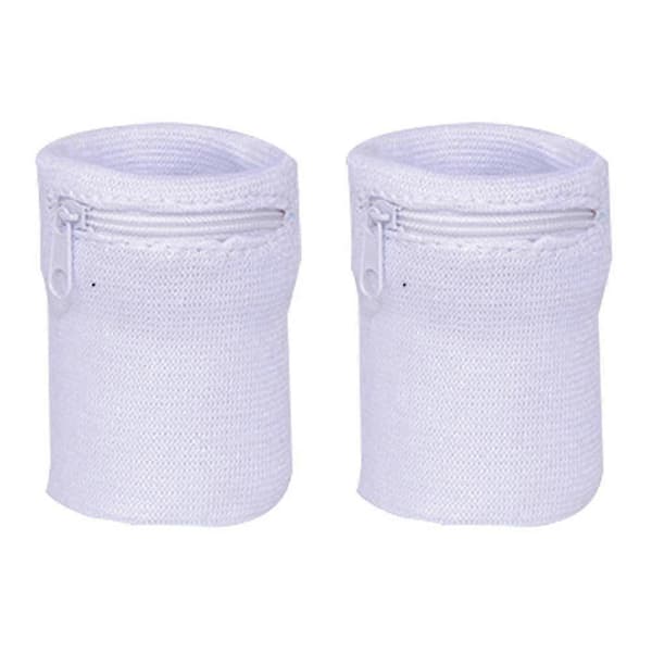 (Hvit) Håndleddsveske med glidelås, løpehåndleddsbånd, håndleddsveske, armbåndsveske White