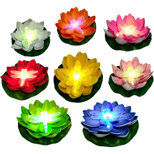 Flytande poolljus, LED Lotus Flower Lights, Batte