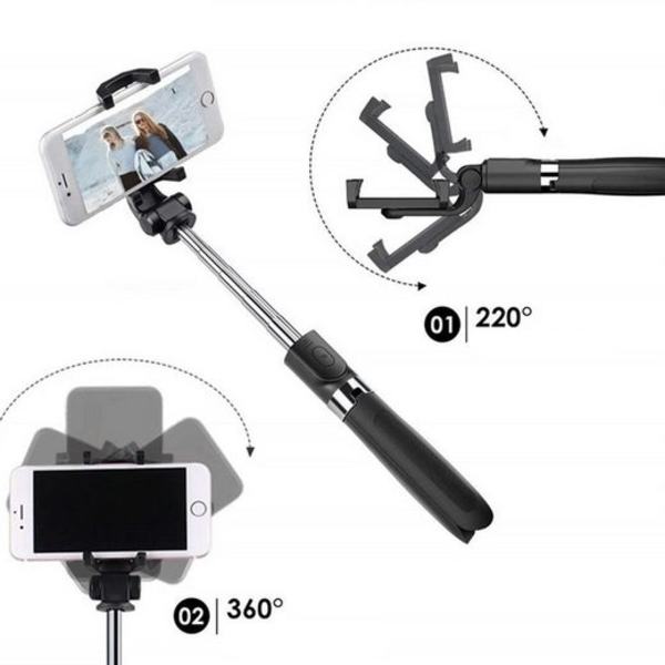 Bluetooth Selfie Stick Stativ Utdragbar Stång Smartphonehållare
