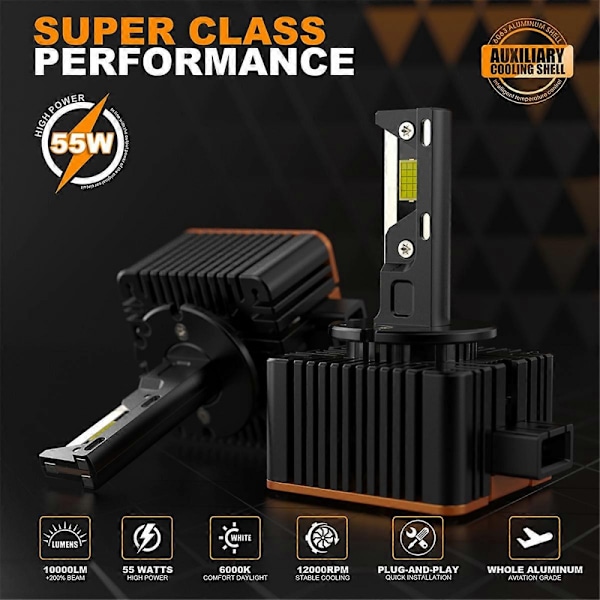 1 Par/110W Høykvalitets V31 LED for Ny D-serie Bil LED-frontlyspære 10000LM 6500K D1/D1S 3-Coppe
