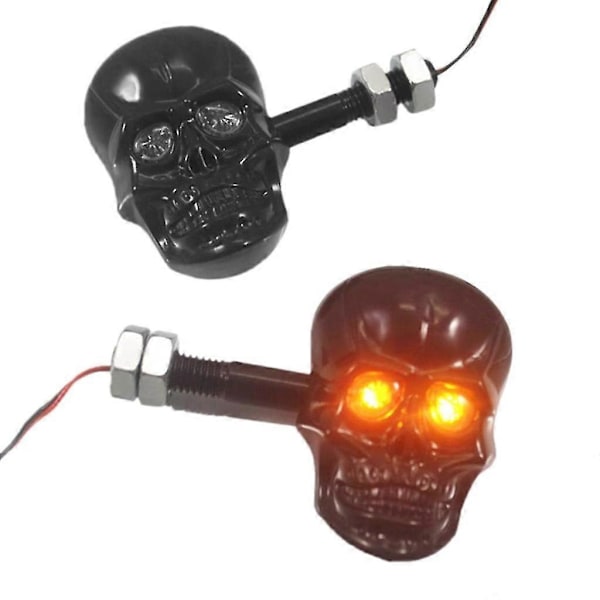 (Silver) Universella Dödskalle LED Blinkers Indikatorlampor Används för Motorcykel S2024123010918