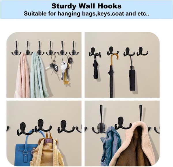 4 stk. Enkel dobbeltkrog Skoskab Hardware Dør Bag Tøjkrog Garderobe
