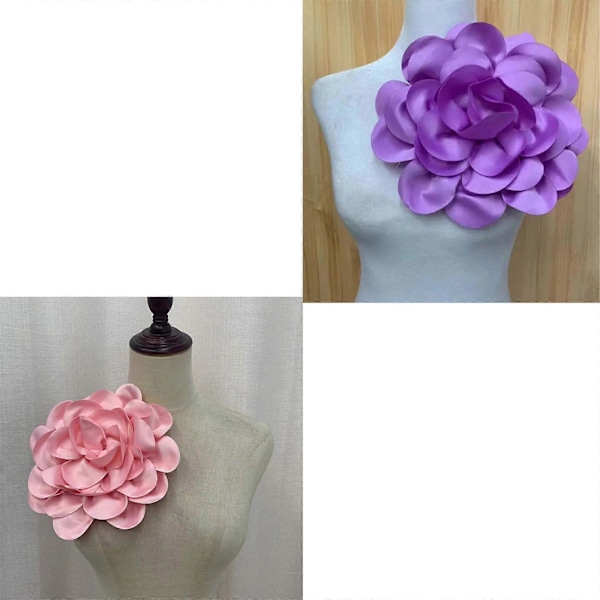 (Grå) Stilfull Lapel Blomma Accessoar Trendig Satäng Blomma Broschnål Kragstift Ornament för Modeentusiaster Grå
