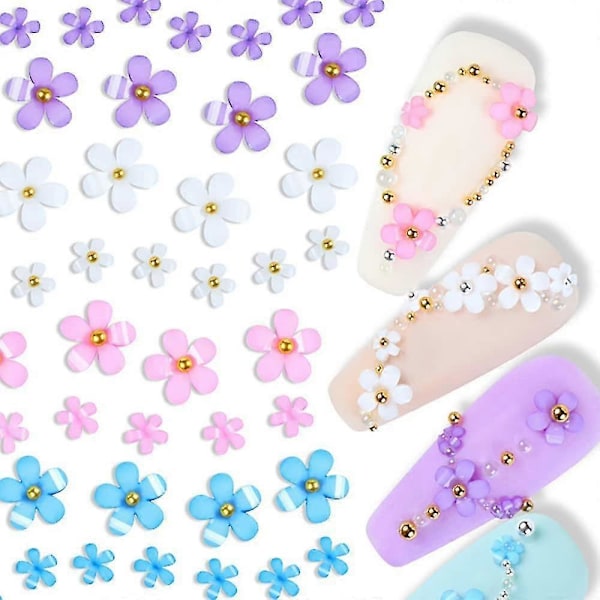 3D Blommor Nageldekorationer för Akrylnaglar, 6 Fack 3D Nagelblommor Strass Körsbärsblom
