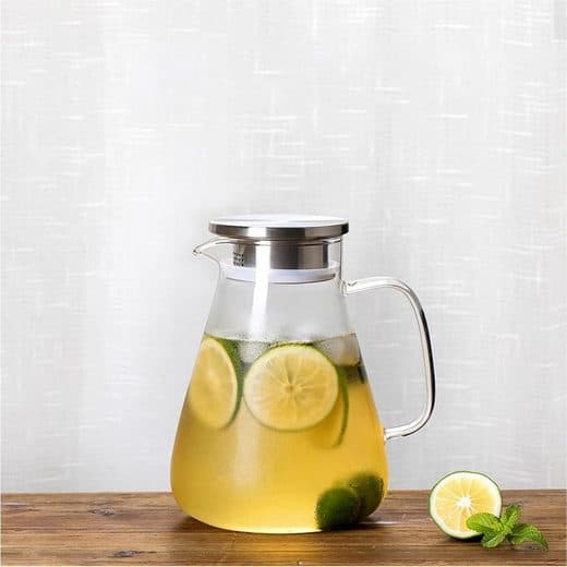 Borosilikatglaskaraffel med låg og tud, 2 liter/70oz