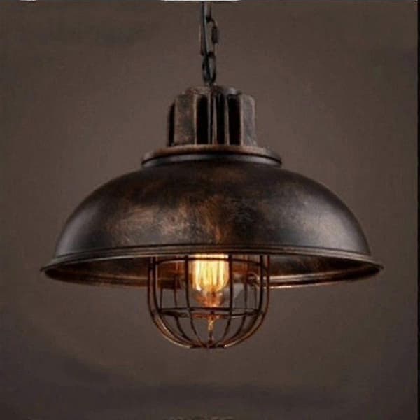 Pendel - vintage industriel lampe med metalskærm, loft stil