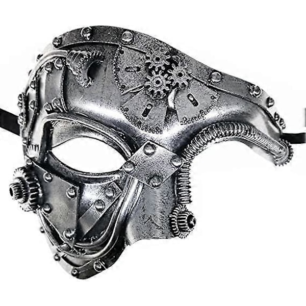 Steampunk Metal Cyborg Venetiansk Maske, Maskebalmaske til Halloween Kostumefest/Operaens Fantom/Mardi Gras Bal