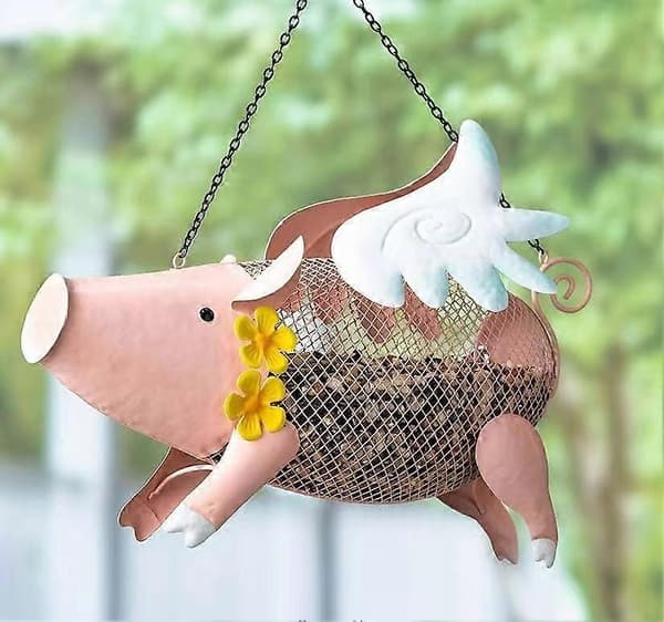 Flyvende Gris Net Fuglefoder Med Hængekæde Og Krog, Udendørs Have Gård Dyreværktøj Til Egern Fugl