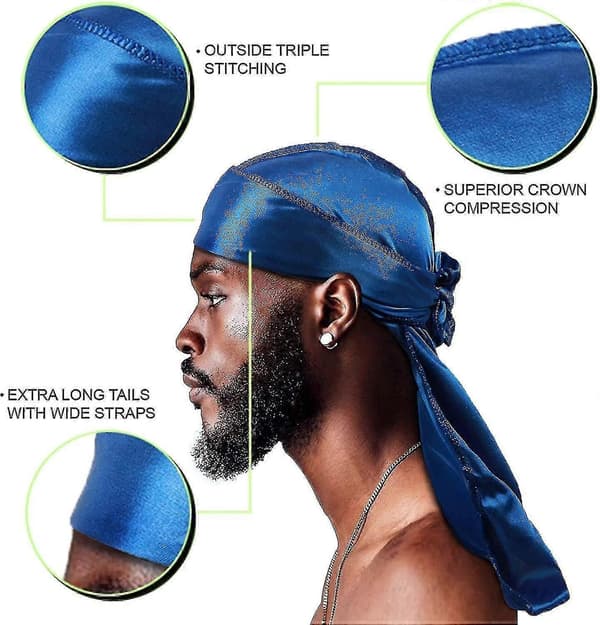 (harmaa) 4 kpl Silky Durags, Silk Durag miehille ja naisille, Silk Durag Pack 1 Wave Cap, Silky Satin Durag Ext P20250110792 grey
