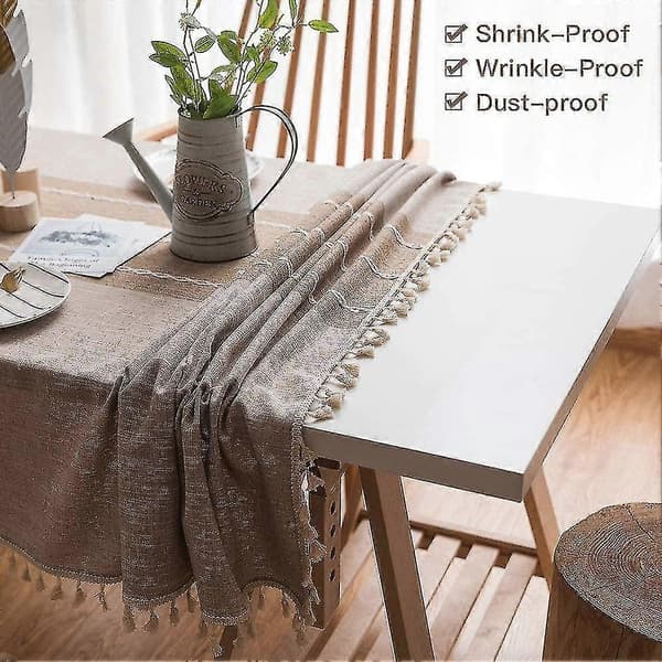 (Beige) 90*90 cm Vanntett duk Broderi Jute Lin Med Dusk
