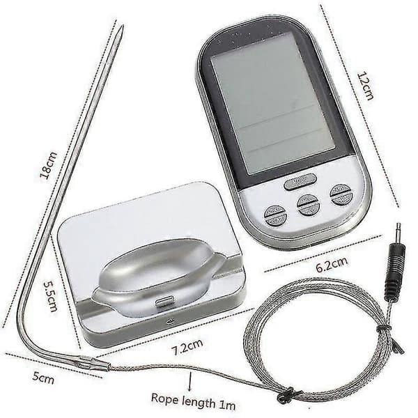 Trådlös Digital Ugnstermometer Kött Bbq Grill Mat Probe Med Timer Alarm Newsilver1st