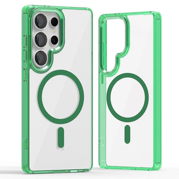 (Grön) För Samsung Galaxy S25 Ultra Skal Kompatibelt med MagSafe TPU+PC Transparent Telefonskal Grön