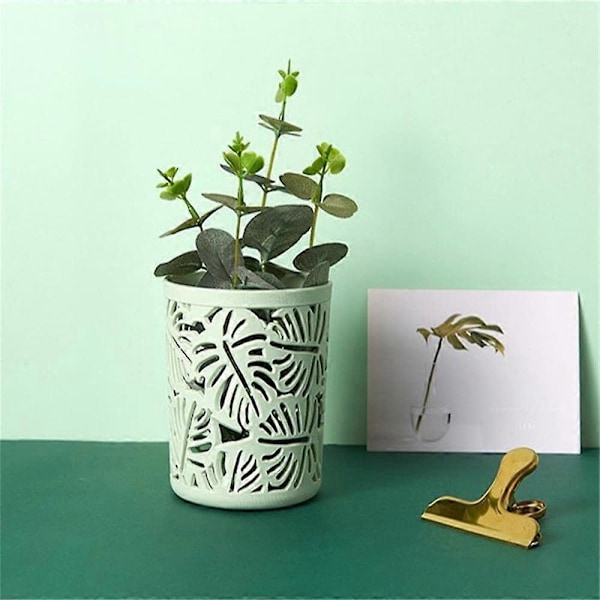 Pennekrukke Penholder Opbevaringsbørste Boks Plast Makeup Børste Opbevaringskrukke Pennekrukke Multifunktionskop til Kuglepen (10 x 10,5 cm), Grøn