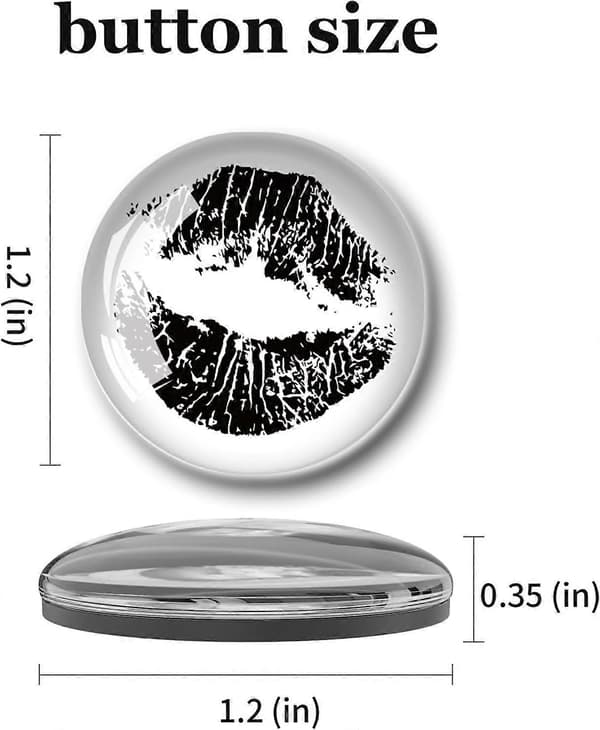 Sæt med 12 Glas Køleskabsmagneter - 30mm (Sort og Hvid Kunst)