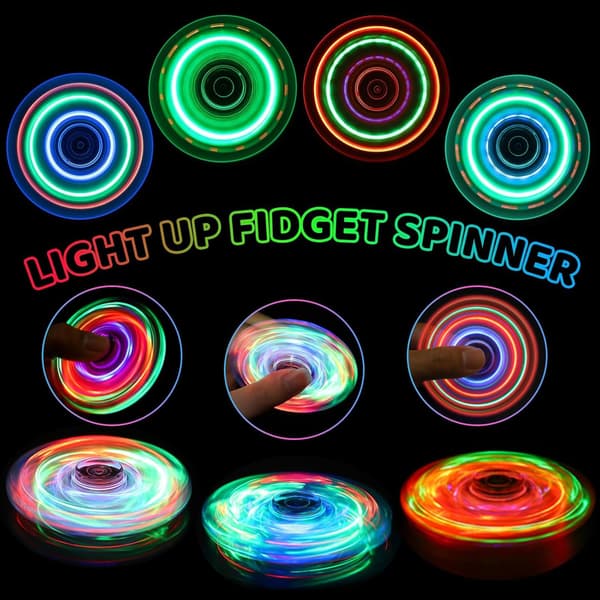 Fidget Spinner 2-pakning, lysende sensoriske fidget-leker for voksne og barn 4-8-12 med autisme ADHD, julegave til strømpen, glødende angstleker