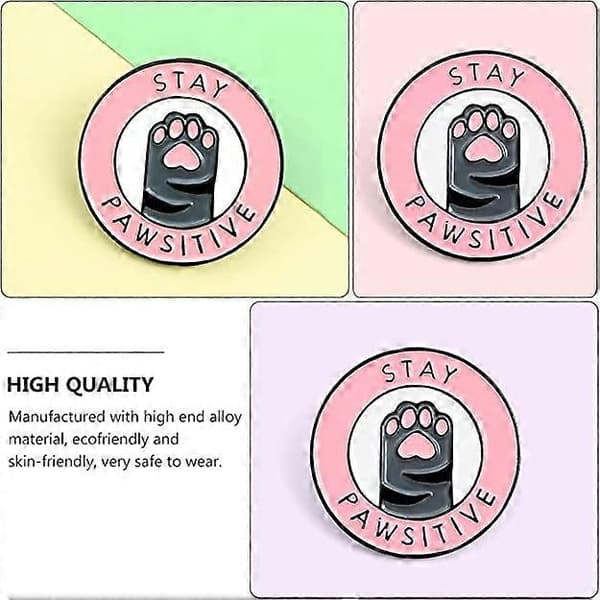 Pink Kat Broche - Rund Broche - Til Frakker, Tasker, Tørklæder
