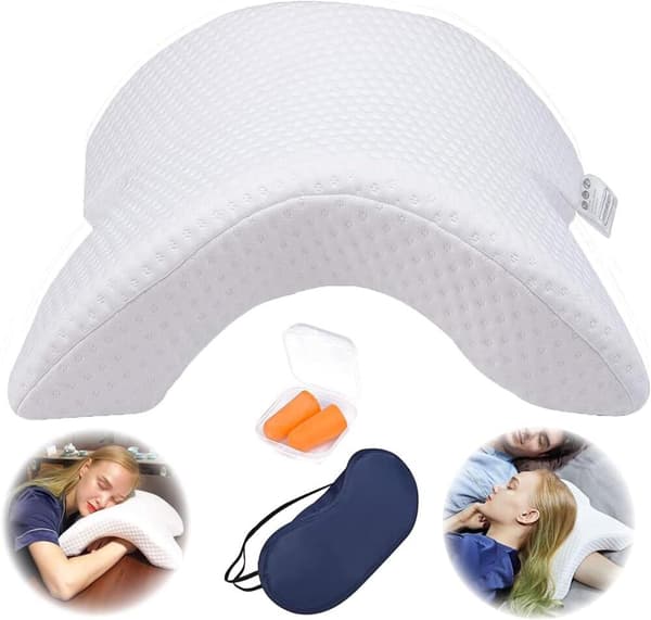 Memory Foam Pute med Armhull, Par Klem Pute Buedesign (Inkluderer Øyemaske og Ørepropper)