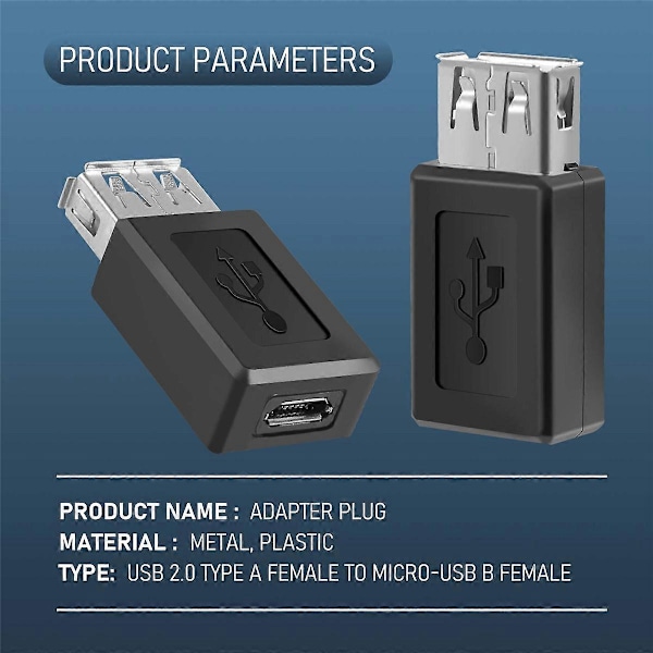Musta USB 2.0 Type A Naaras - Micro USB B Naaras Adapteri Pistoke Muunnin
