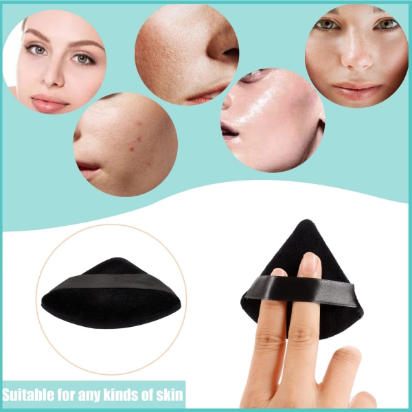 4 st Makeup Puff Tvättbar Powder Puff Cotton Cosmetic Puff Svart