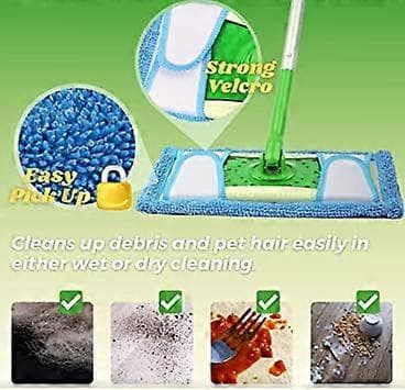 2-pack Återanvändbara moppdynor, 32 cm Mikrofibermopp Påfyllningsdyna Tvättbar för Hårda Golv Sockelrengöring, Våt/Torr Rengöringsdyna
