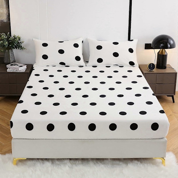 Varmt vintersammet lakan, vårsäng kashmir touch lakan plysch prickar cirklar anpassat lakan set, 90*200*25cm
