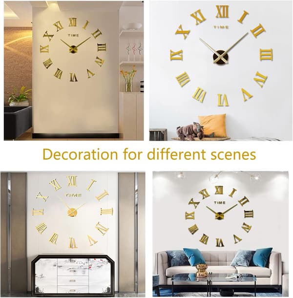 DIY 3D Väggklockor Modern Stor Väggklocka XXL Spegeldekaler för Dekoration