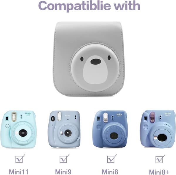 Rieibi PU-skinnveske for Mini 11, veske for Fujifilm Instax Mini 12