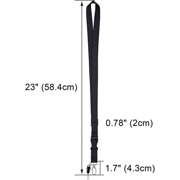 Toimistokaulanauha, 5 kpl 58 cm pikakiinnitteinen polyesterikaulanauha avaimenperä irrotettavalla soljella, soikea lukkokoukku avaimille, henkilökorteille, USB:lle, C