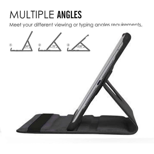 (Svart) Ny iPad 9.7 2018 2017 / iPad Air 2 Fodral - 360 Graders Roterande Ställ Skyddande Skal med Auto Sleep Wake för iPad 9.7 tum (6:e Gen, 5:e Gen)