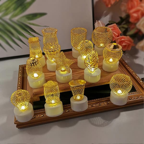 Stjerne Måne Jernkunst Nett Lysestake Lyslampe Rustikk Stil Display Form Ramadan Eid Mubarak Høytidsdekorasjon Qinghai