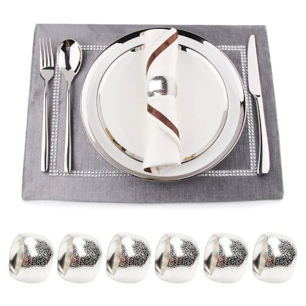 24 servettringar, perfekta för jul, bröllop, familjemiddagar, silverlook