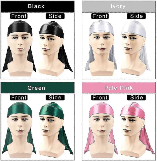 (rød) 4 stk. Silky Durags, Silk Durag for menn kvinner Waves, Silk Durag Pack 1 Wave Cap, Silky Satin Durag Ext P20250110792 red