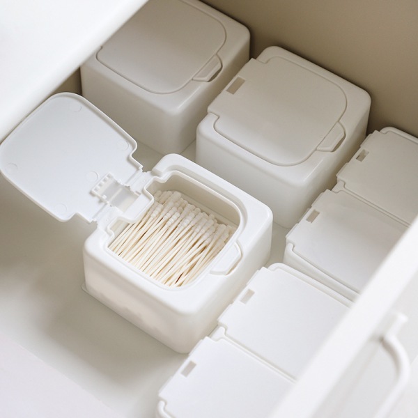 2 plastic makeup cotton storage box dispenser storage rack