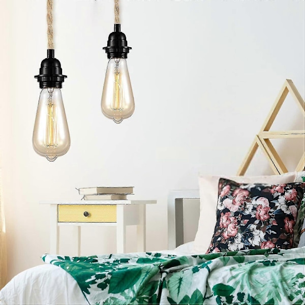 Hamprep Ljuskrona 4,5m Kabel, E27 Sockelströmbrytare med Glödlampskabel, För DIY Lampa Pendellampa Industriell Pendel