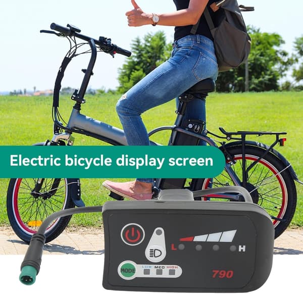 (24V) Elcykel LED Power Display Panel Elcykel Modifikationsdisplaymåler Med Vandtæt 5p Hanstik Til 22,2 mm Styr