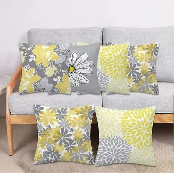 Sæt med 4 pudebetræk, blomsterpudebetræk til sofa, stue, soveværelse, indretning 45X45cm (Daisy - 45X45)