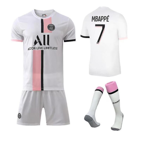 Regenboghorn Fotbollssatser Fotbollströja T-shirt kostym Mbappe PSG Away XS (160-165 cm)