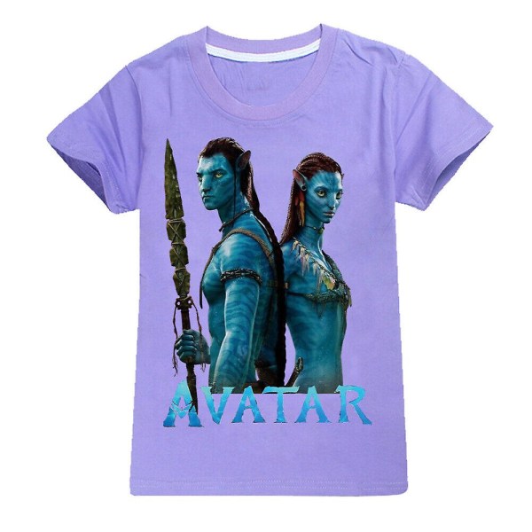 Kids Avatar 2 Way Of Water Lyhythihainen 100 % puuvillainen T-paita T-paidat Lahja Purple 110CM 3-4Y