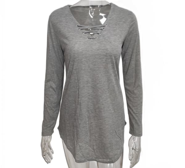 ode lös V-ringad rem i enfärgad T-shirt grey M
