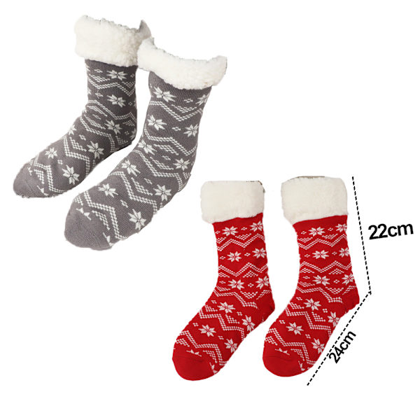 Tohvelisukat, 2 paria Pitkät, liukumattomat lattiasukat pitkällä putkella, Ultra snowflake