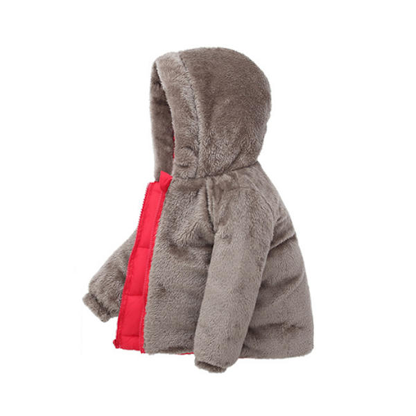 Baby vinter tyk varm jakke sherpa fleece hættefrakke red 130cm