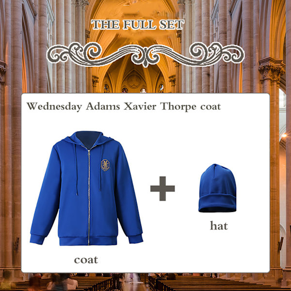 Keskiviikko Adams Xavier Thorpe takki ja hattu cosplay samaa tyyliä a Blue L
