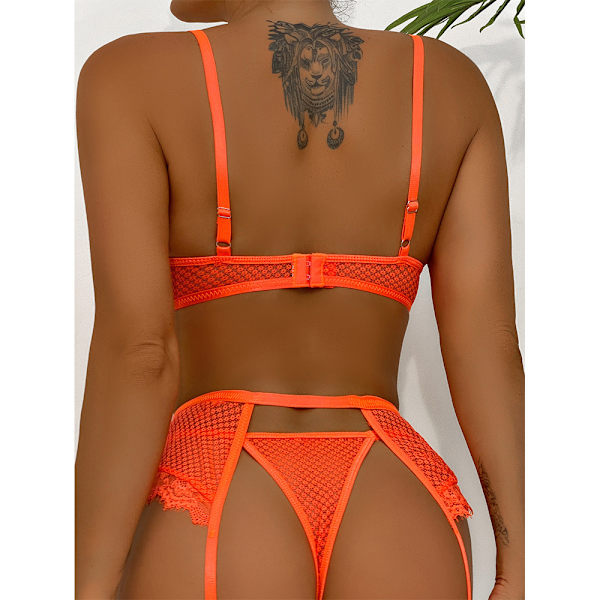 Sexy blonderundertøy for kvinner BH-strengsett Cosplay Natttøy Sleep Fluorescent orange L